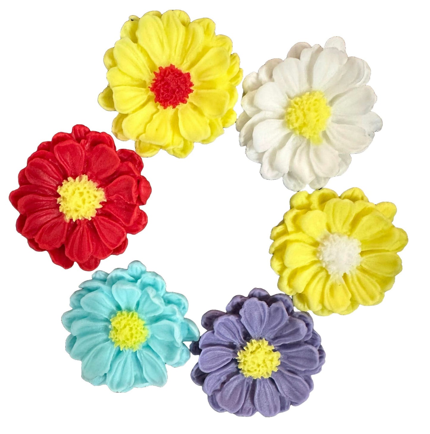 Set 6 decoratiuni comestibile din zahar, Margarete Decoratiuni din Pasta de Zahar Nati Shop