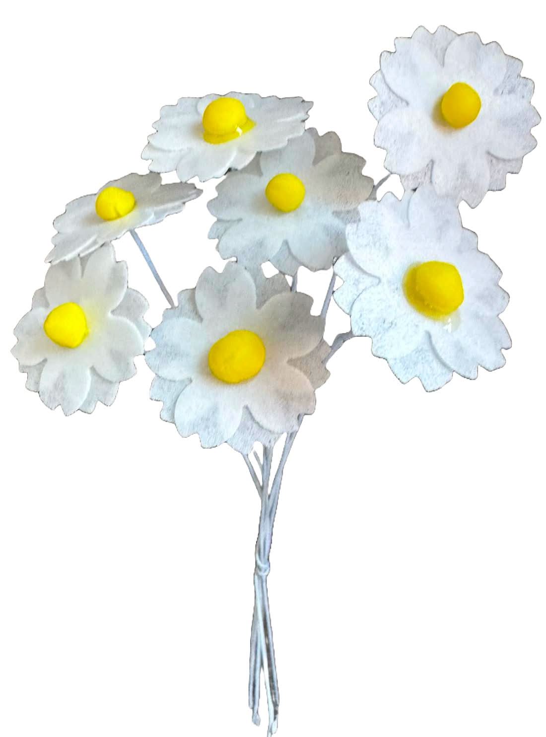 Set 7 decoratiuni comestibile din vafa de napolitana, Flori albe Decoratiuni din Pasta de Zahar Nati Shop