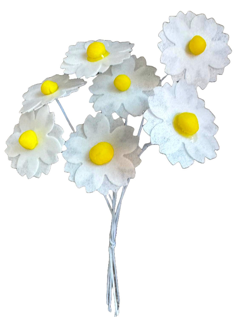 Set 7 decoratiuni comestibile din vafa de napolitana, Flori albe - Nati Shop