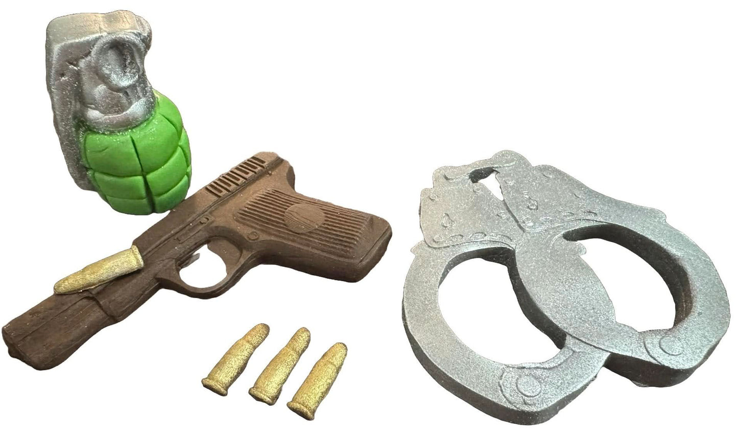 Set 7 decoratiuni comestibile din zahar, Politie Decoratiuni din Pasta de Zahar Nati Shop