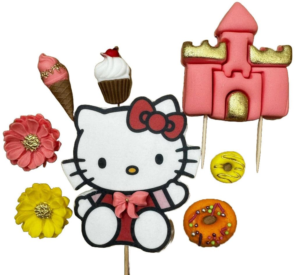 Set 8 decoratiuni comestibile din zahar, Hello Kitty - Nati Shop