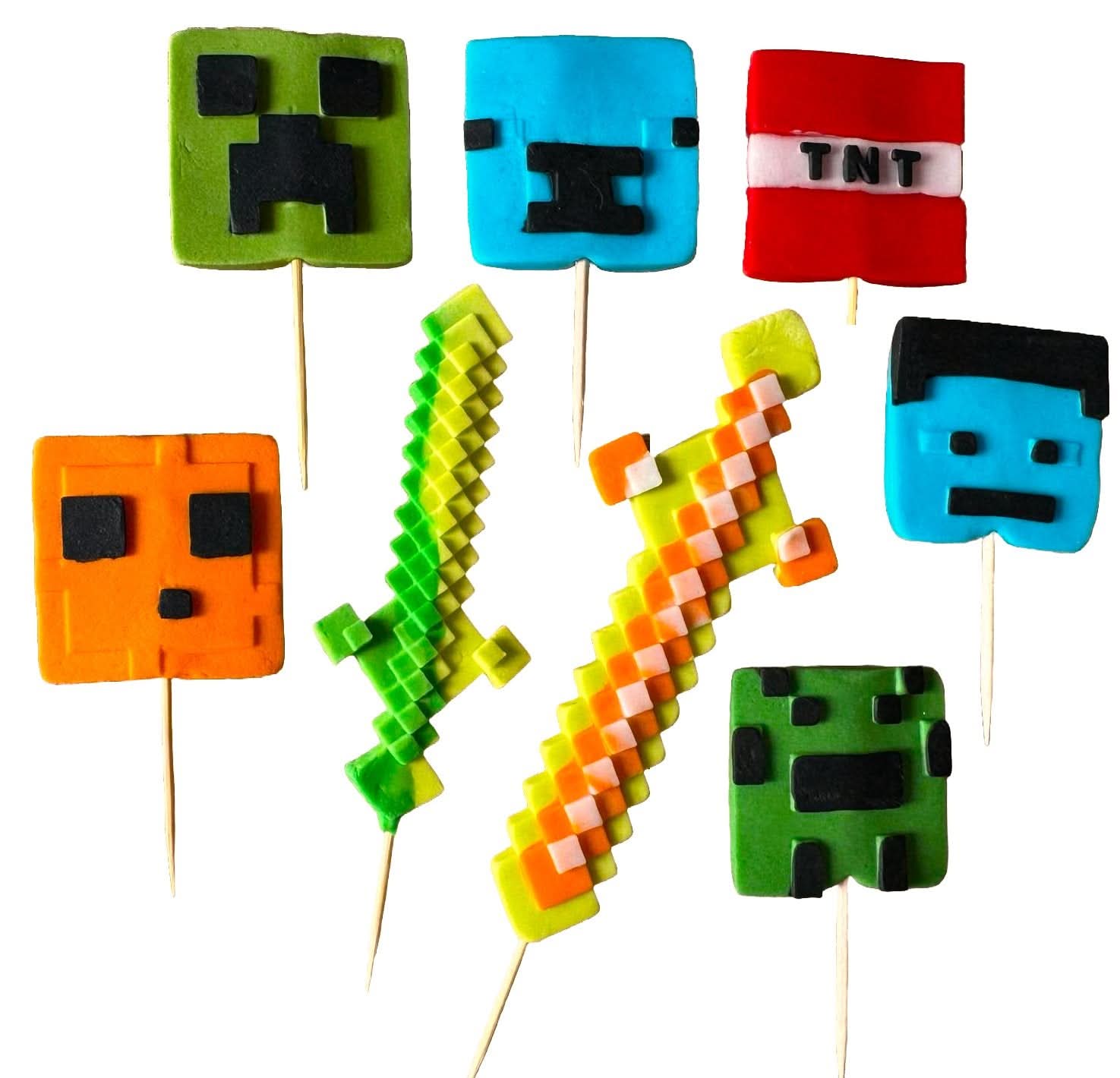 Set 8 decoratiuni comestibile din zahar, Minecraft Decoratiuni din Pasta de Zahar Nati Shop