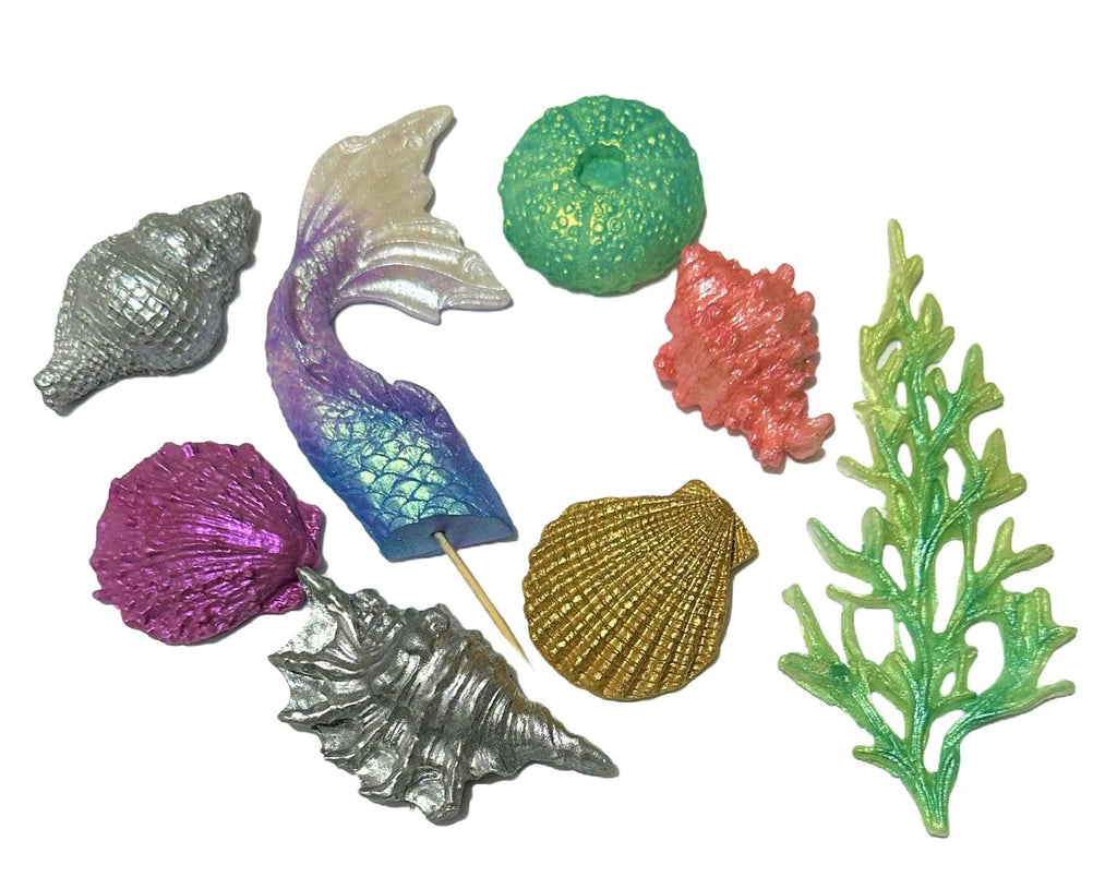 Set 8 decoratiuni comestibile din zahar, Sirena Decoratiuni din Pasta de Zahar Nati Shop