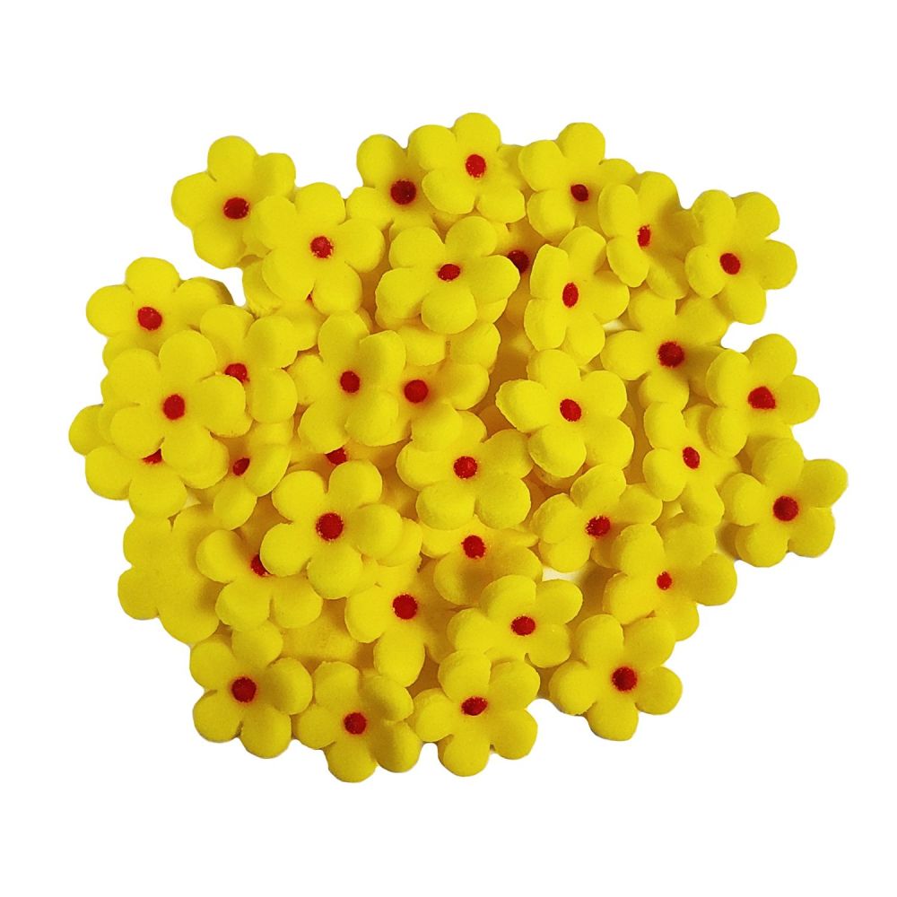 Set 45 de decoratiuni comestibile din pasta de zahar, Flori galbene Decoratiuni din Pasta de Zahar NatyShop