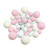 Set 27 Sfere Plastice Pentru Ornat Torturi Roz-Alb - Perle Decorative Cu Diametre 2 2,5 3 4 Cm Se Îndepărtează Ușor