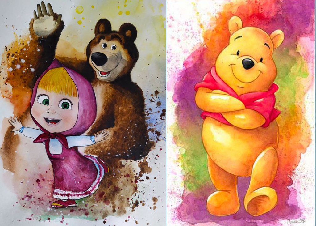 Imagine comestibila, vafa, format A4, Masha si Ursul/Winnie the Pooh - Nati Shop 
