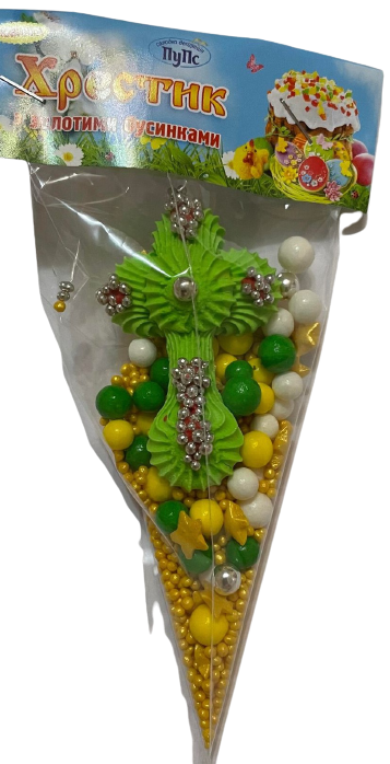 Decoratiune din zahar cu sprinkles, Cruce verde - Nati Shop 