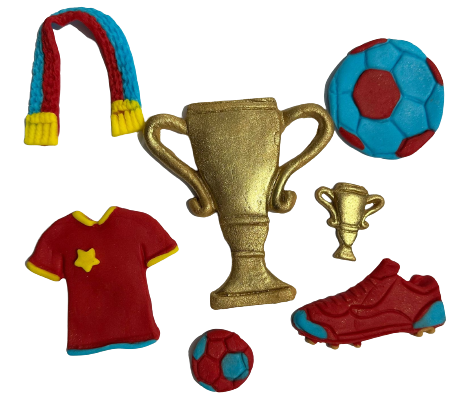 Set decoratiuni comestibile din zahar, Fotbal - Nati Shop 