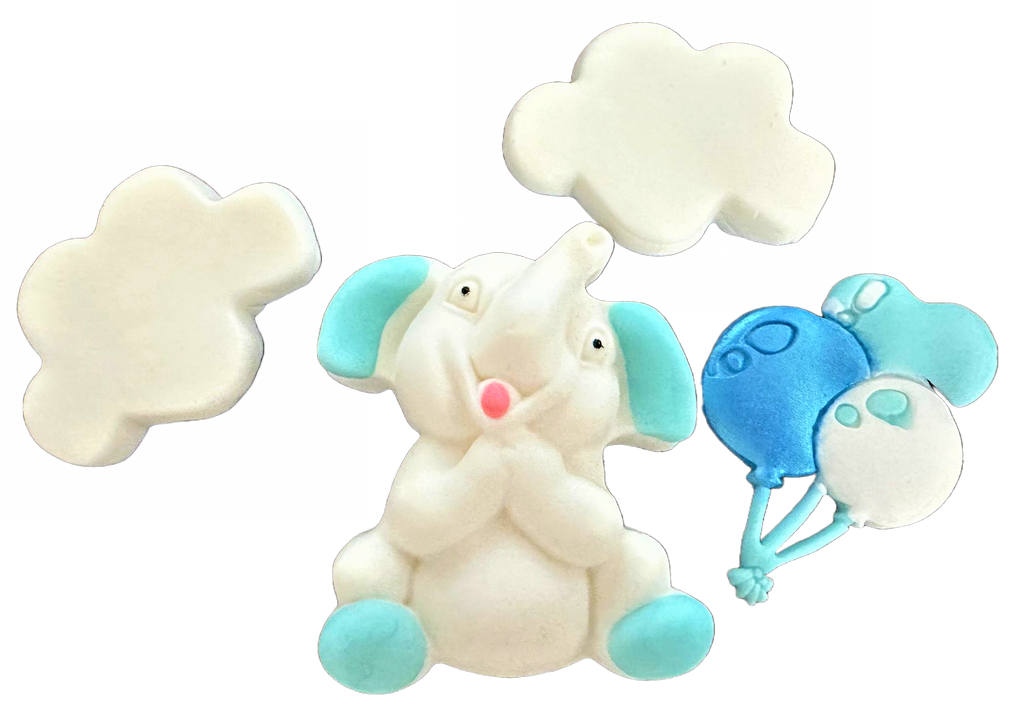 Set decoratiuni comestibile din zahar, Elefant bleu - Nati Shop 