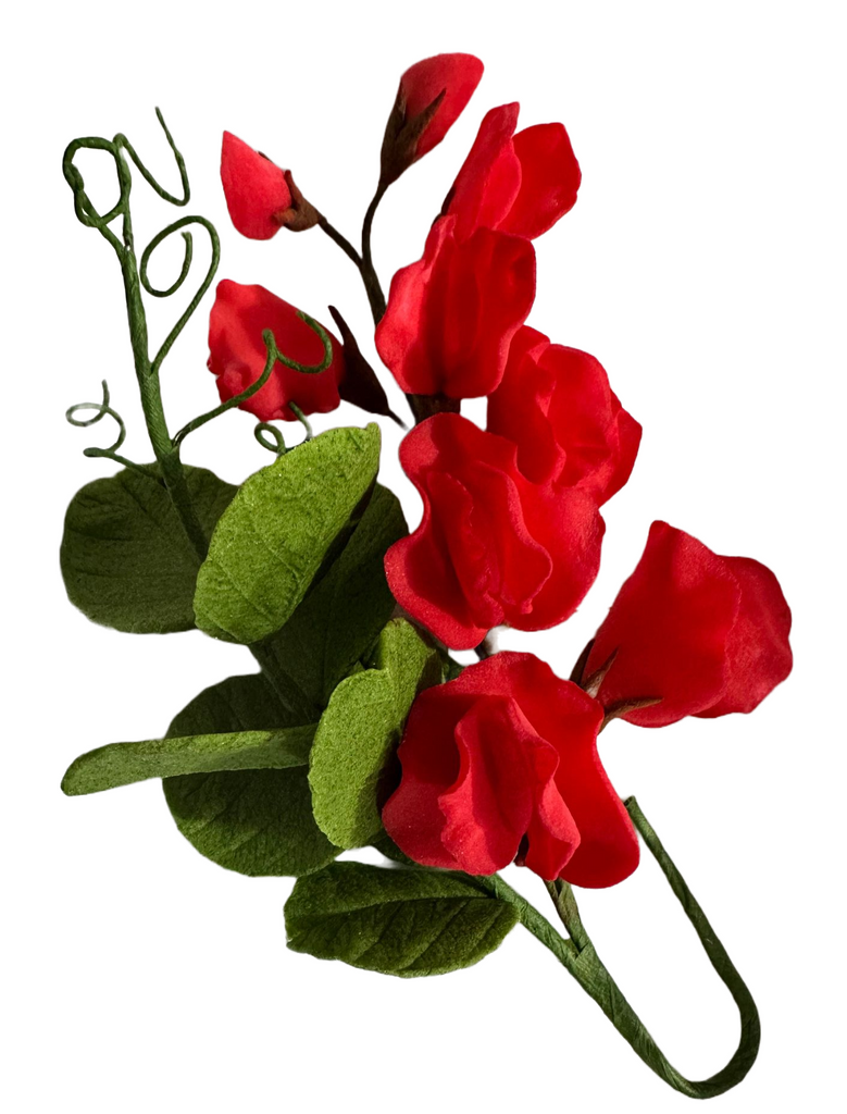 Decoratiune comestibila din zahar, Crenguta de flori rosii - Nati Shop 