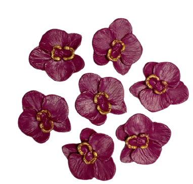 Decoratiune comestibila din zahar, orhidee bordo