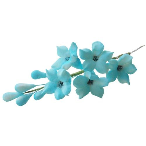 Decoratiune comestibila din zahar, Crenguta de flori bleu - Nati Shop 